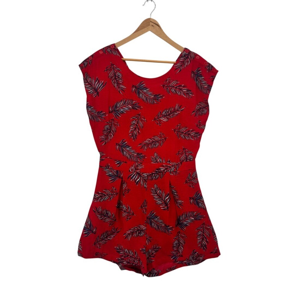 Hayden Red Tropical Cut-Out Romper - Picture 2 of 2